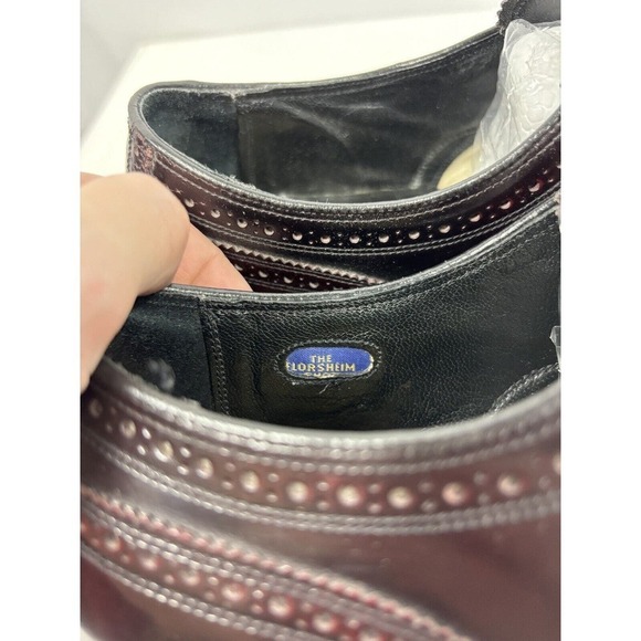 Florsheim Wingtip Dress Shoes Burgundy Patent Leather 10 Made in USA - Picture 5 of 12